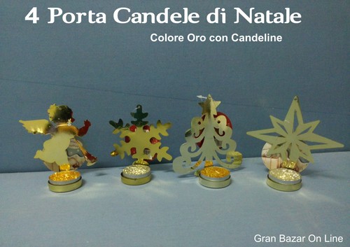 Natale porta candele glitter - porta,
