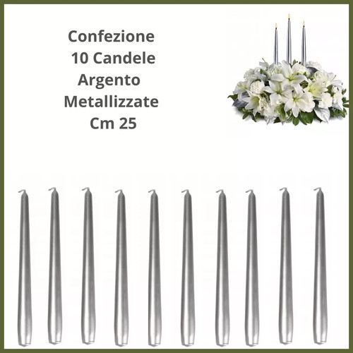 10candele argento centrotavola - argento,