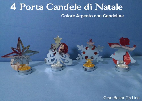 Natale porta candele glitter - porta,